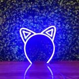 LED Neon Headband BLUE Cat Ear, Size 20x19cm
