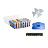 Combo Epson Stylus Pro 4800, 8Pcs de cartuchos recargables para tinta, set de 4 Embudos, 8 chips, 1 chip ressetter.