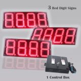 12 Inch Digits - LED Gas Sign Package - 3 Red 8888 Digital Price Gasoline LED SIGNS - Complete Package w/ RF Remote Control