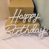 Happy Birthday White Integrative Neon Sign for Birthday Party Decoration Size-42X20cm+58X20cm