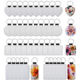 CALCA 10PC Sublimation Keychains Blank White PU Leather Blanks for Promotional Gift (Single Sided)