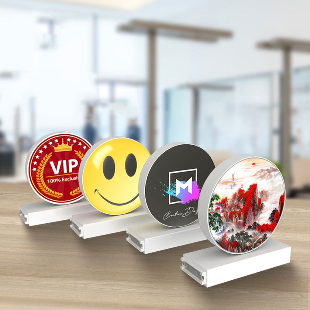 Rechargeable Circular desktop advertising light box Acrylic Flashing